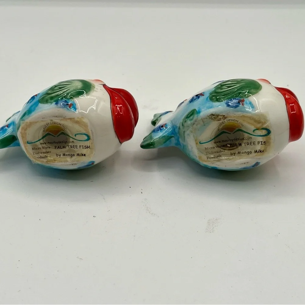 Colorful Ceramic Fish Decor with salt and pepper shakers